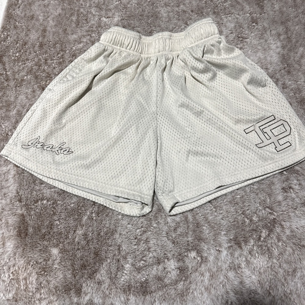 Inaka Power Shorts Biege Mens Size Small S Mesh Pockets Drawstring Gym